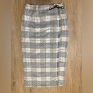 Vintage Louben tartan Winter Skirt Wool blend size medium/8 plaid wrap